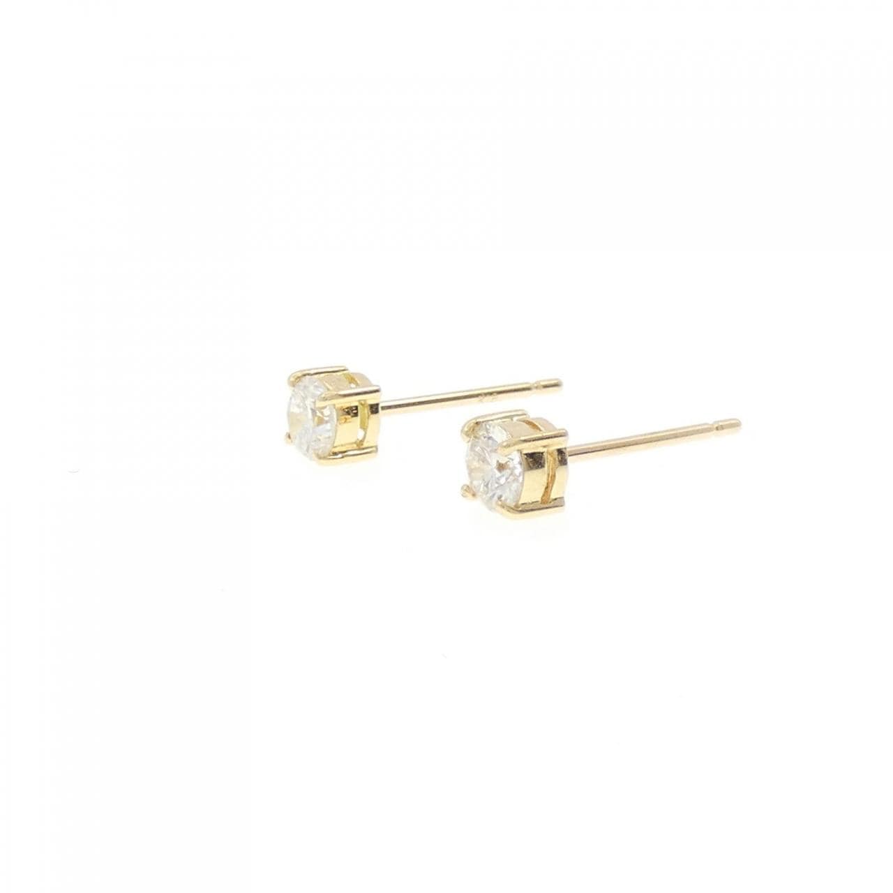 K18YG单钻鑽石耳環，0.471克拉