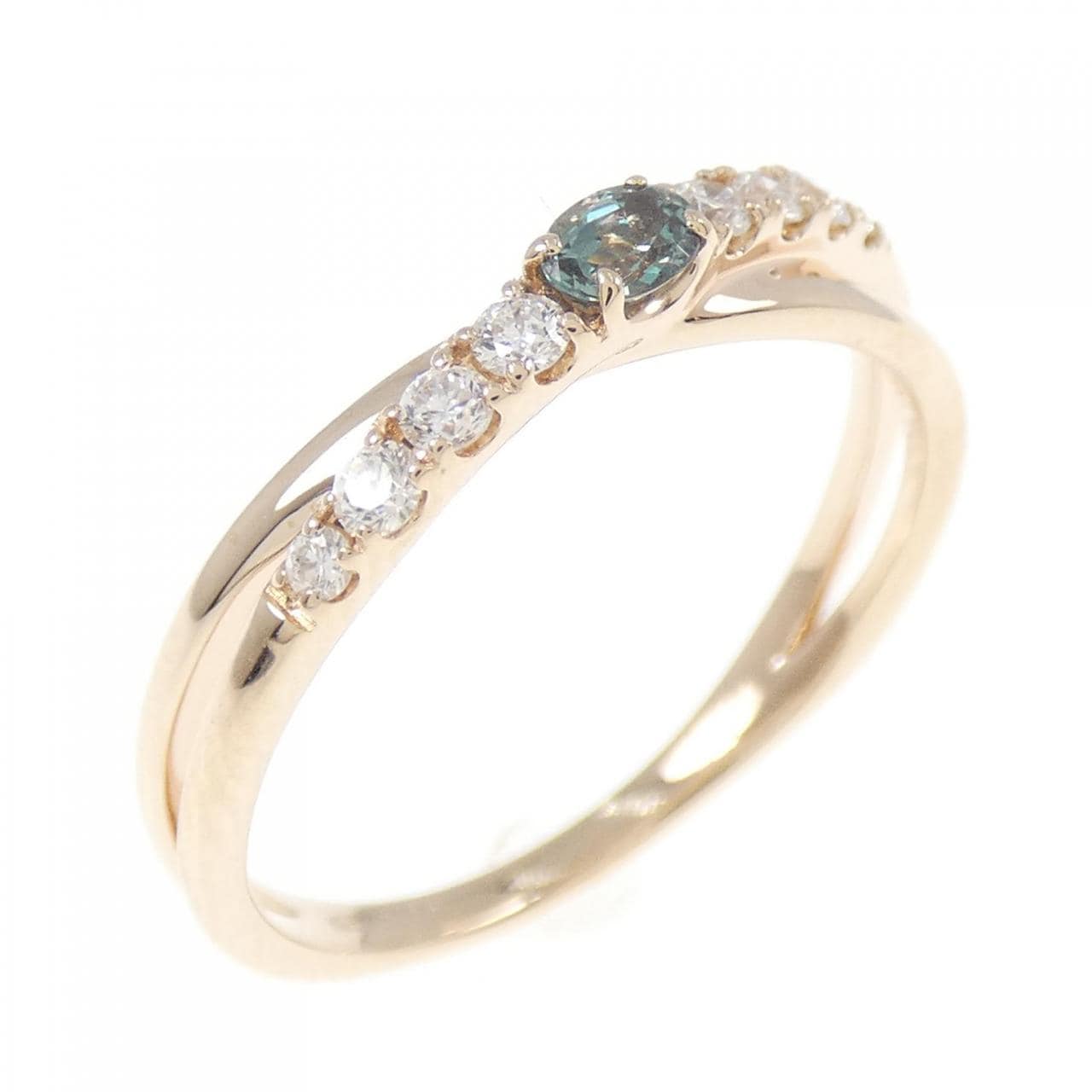 K18PG亚历山大变石戒指 0.10CT