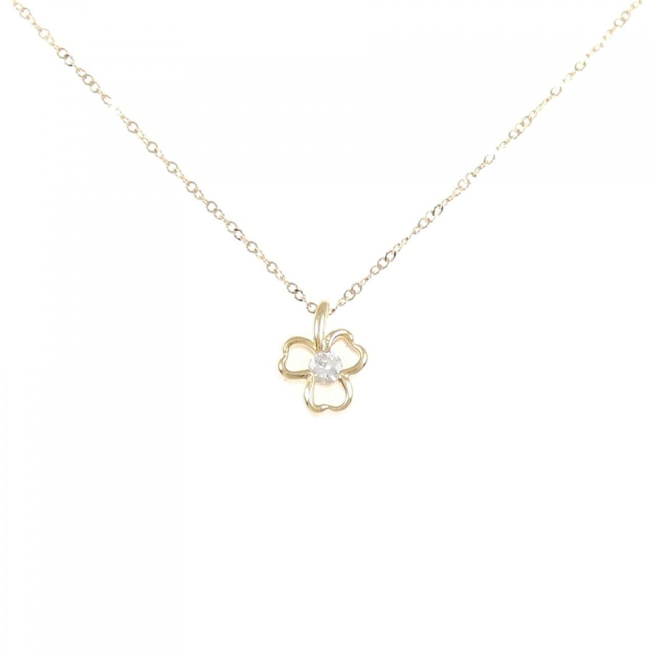 K18YG/K10YG クローバー ダイヤモンド ネックレス 0.13CT