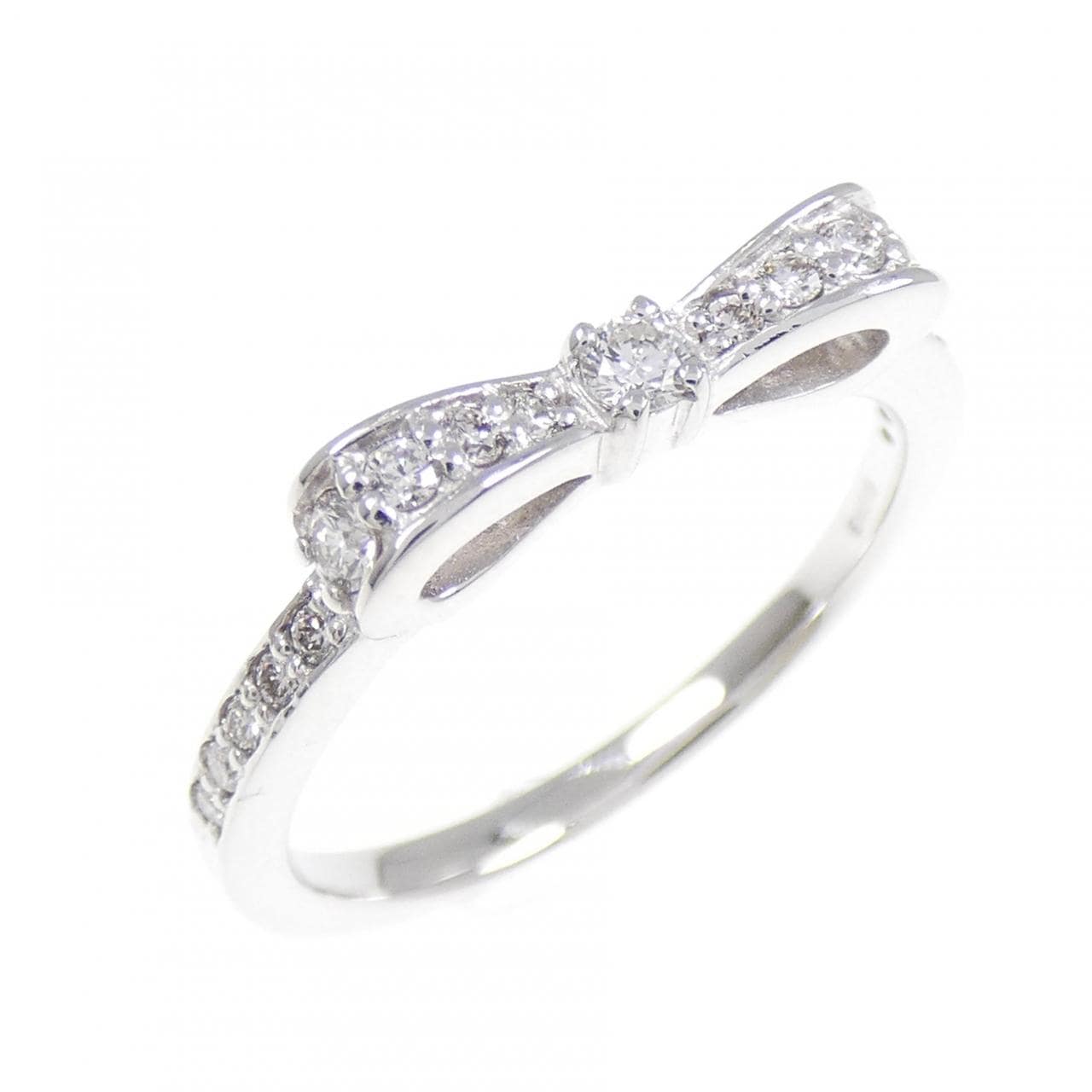 K18WG リボン ダイヤモンド リング 0.20CT