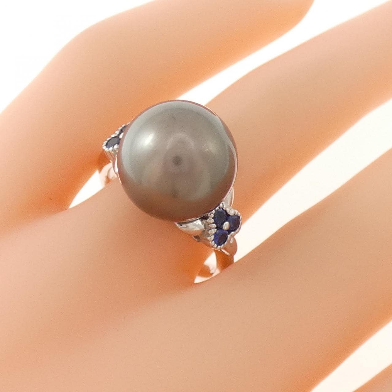 K18WG 黒蝶パール リング 12.6mm