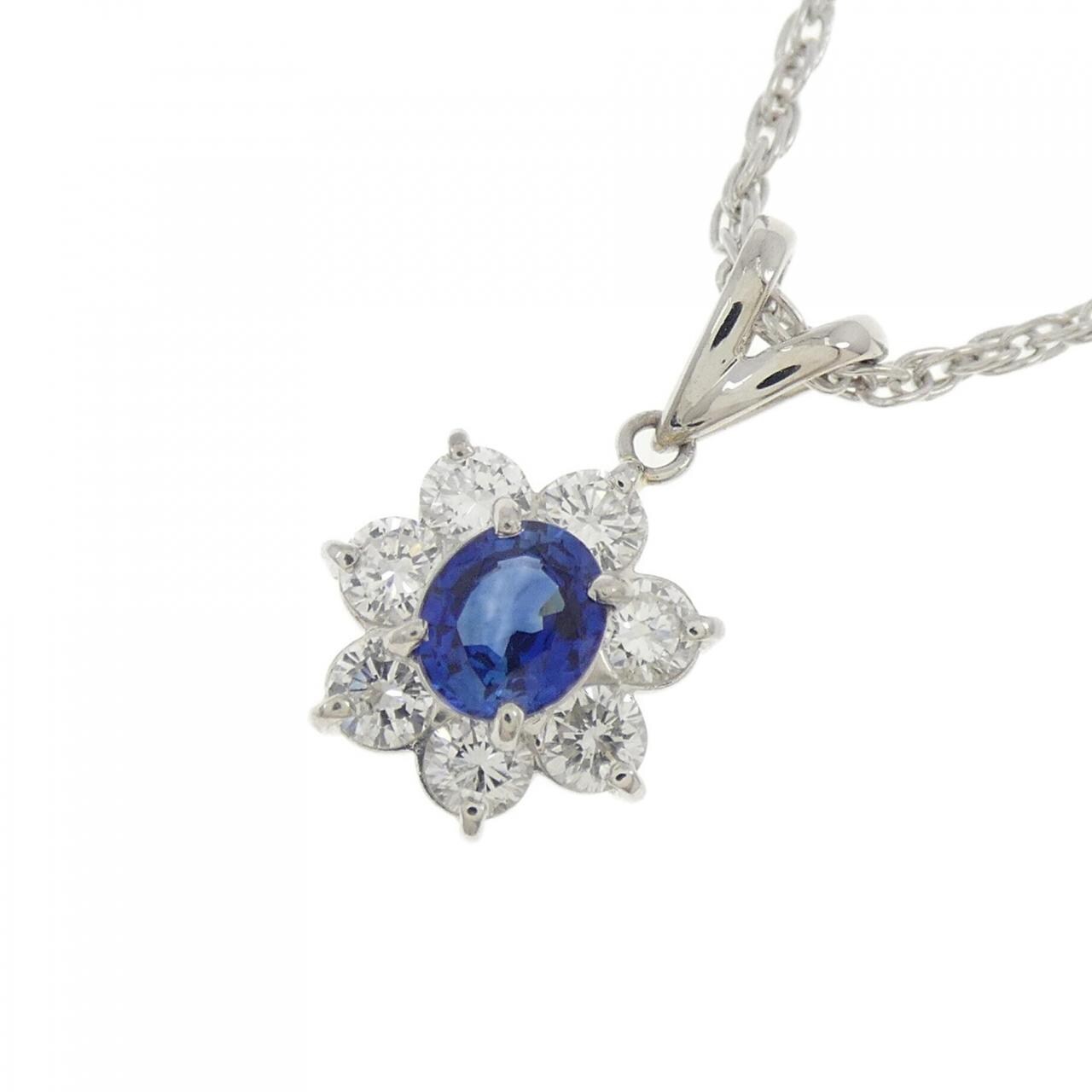 PT900/PT850 フラワー サファイヤ ネックレス 0.43CT