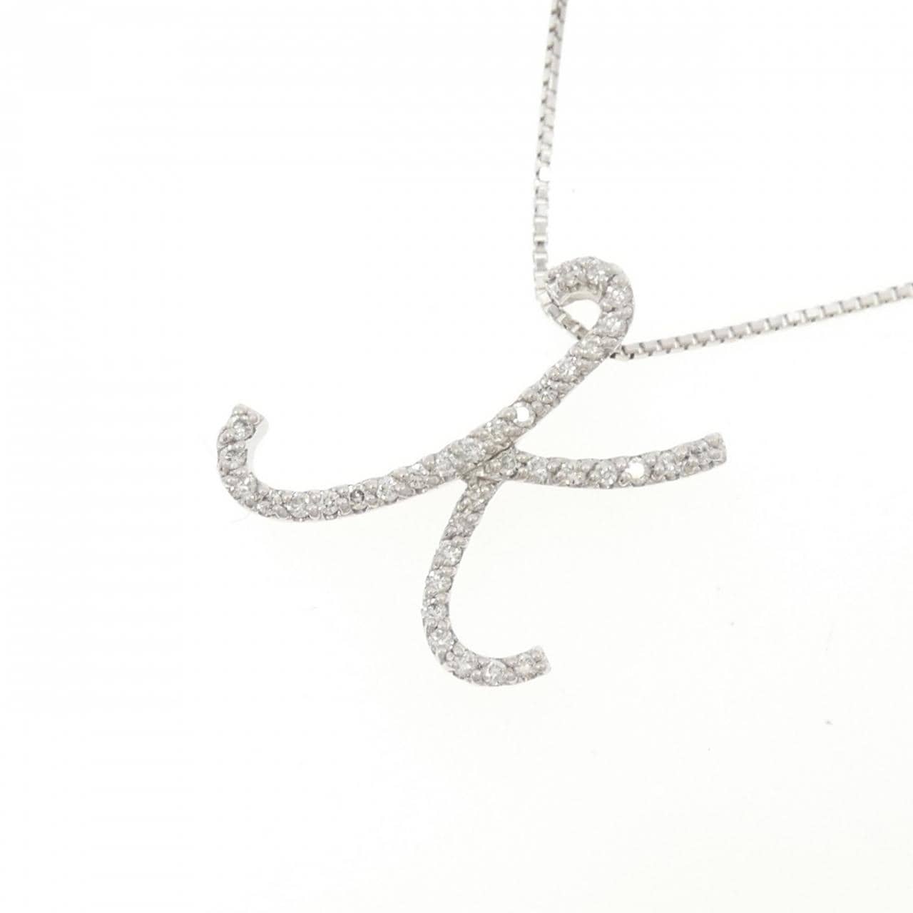 K18WG イニシャルK ダイヤモンド ネックレス 0.20CT