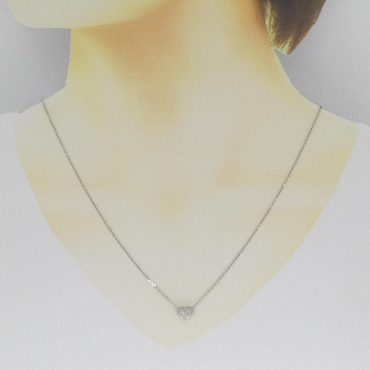 K18WG ハート パヴェ ダイヤモンド ネックレス 0.10CT