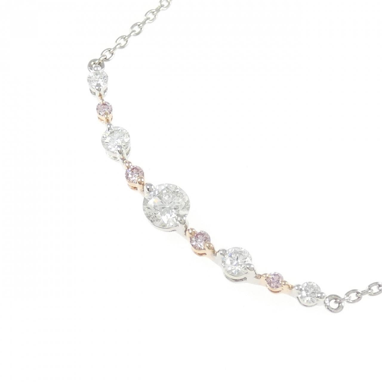 PT900/K18PG/PT850 ピンクダイヤモンド ネックレス 0.07CT