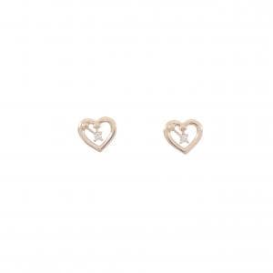 K10PG ハート ダイヤモンド ピアス 0.014CT