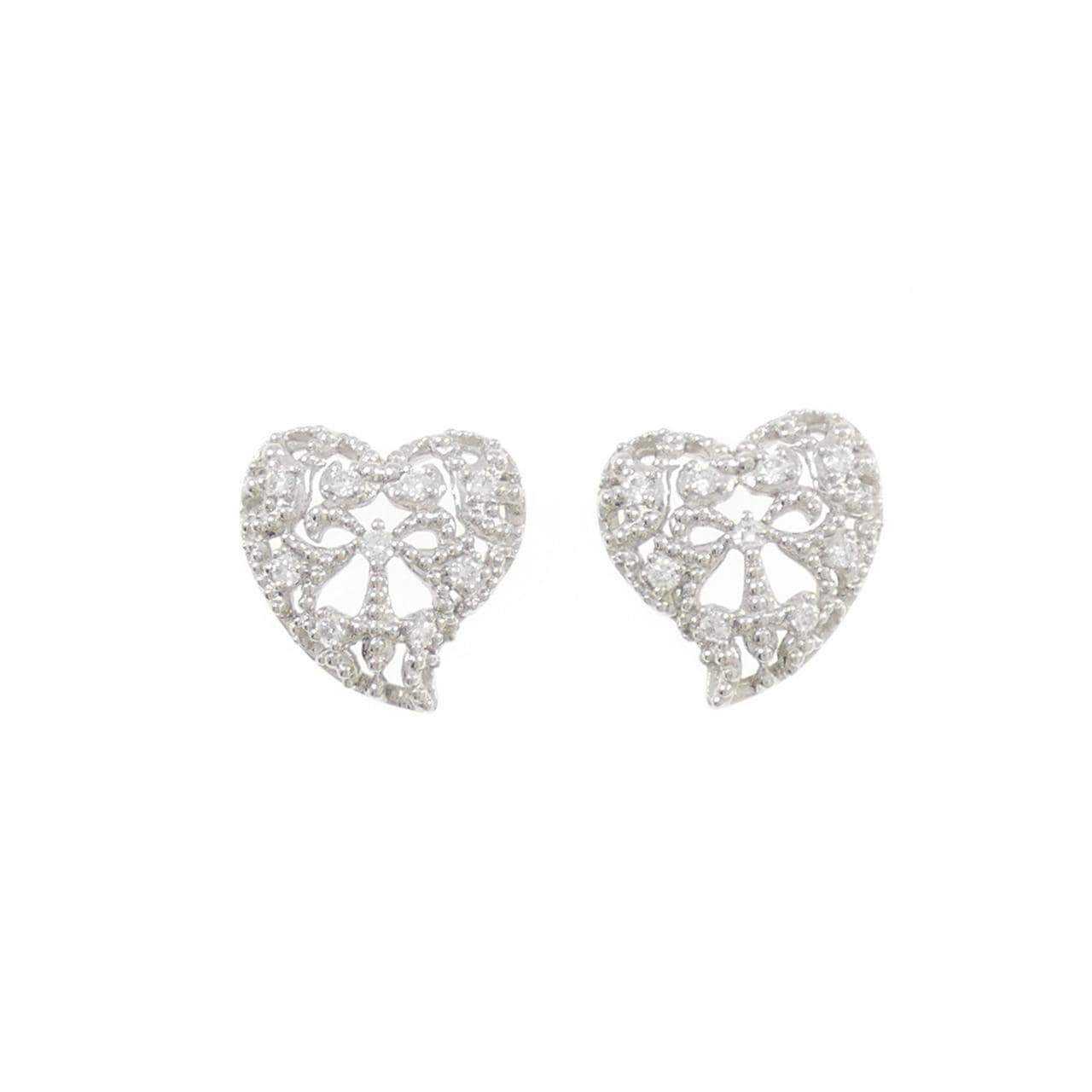 PT950/PT900 ハート ダイヤモンド ピアス 0.18CT