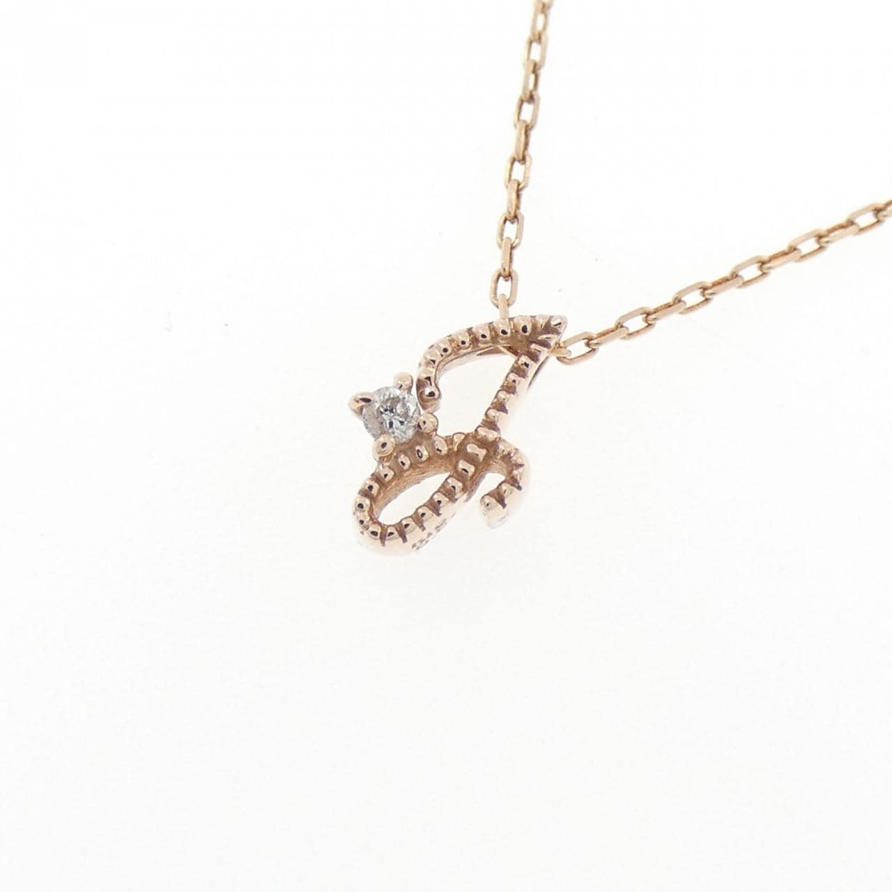 K10PG イニシャルF ダイヤモンド ネックレス 0.01CT