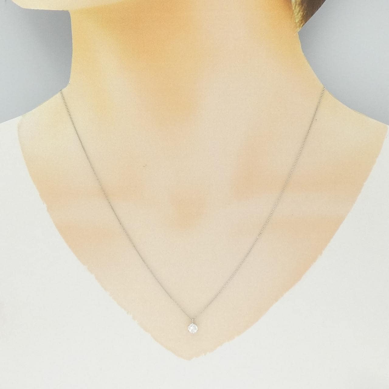 PT900/PT850 ソリティア ダイヤモンド ネックレス 0.376CT