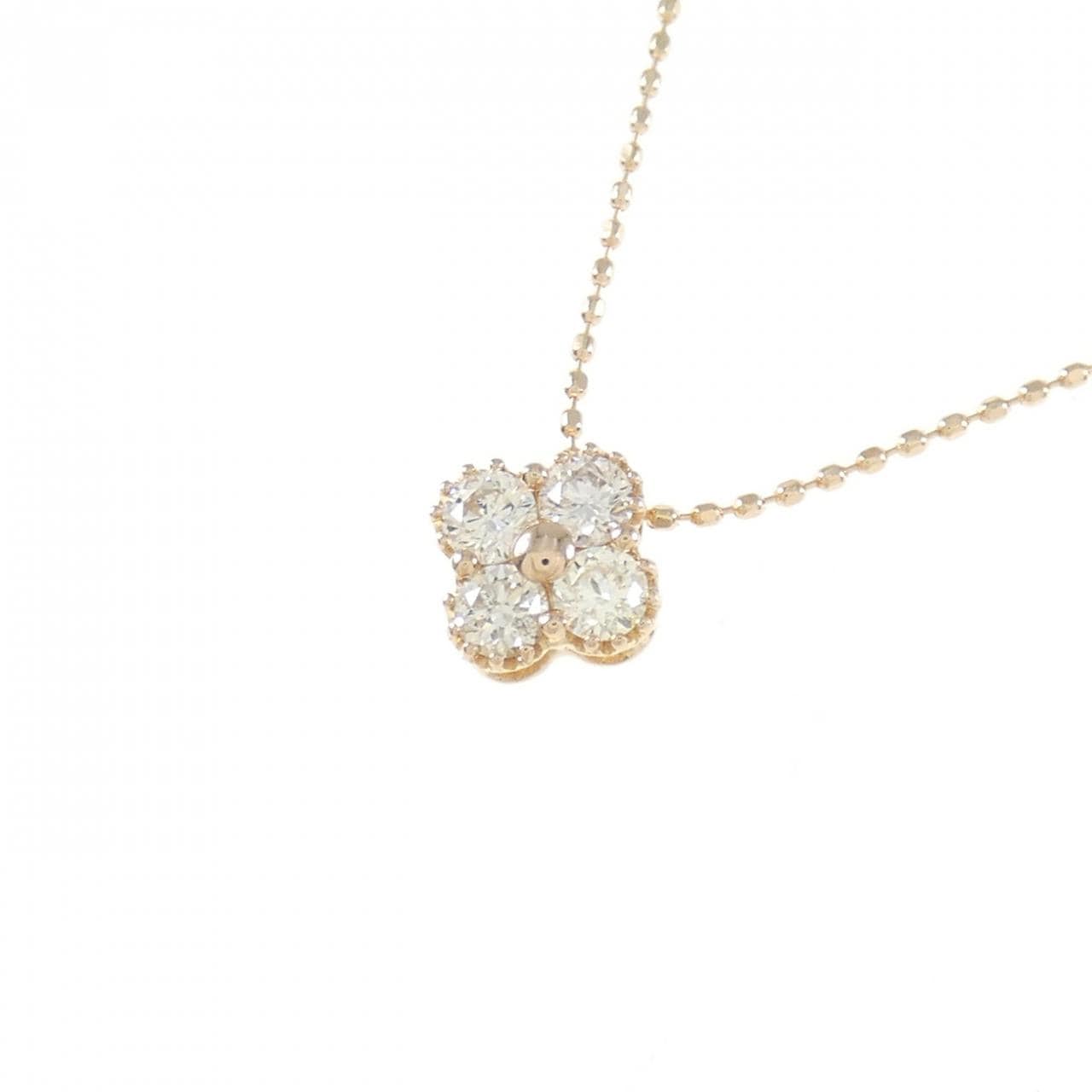 K18PG/K14PG フラワー ダイヤモンド ネックレス 0.36CT