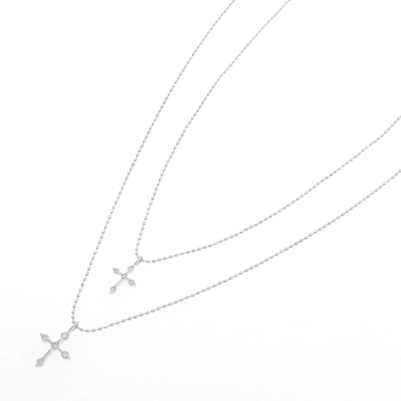 K18WG クロス ダイヤモンド ネックレス 0.15CT
