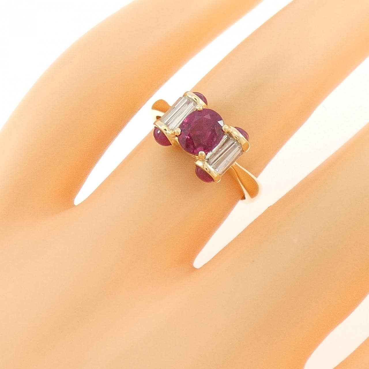 K18YG ルビー リング 1.58CT