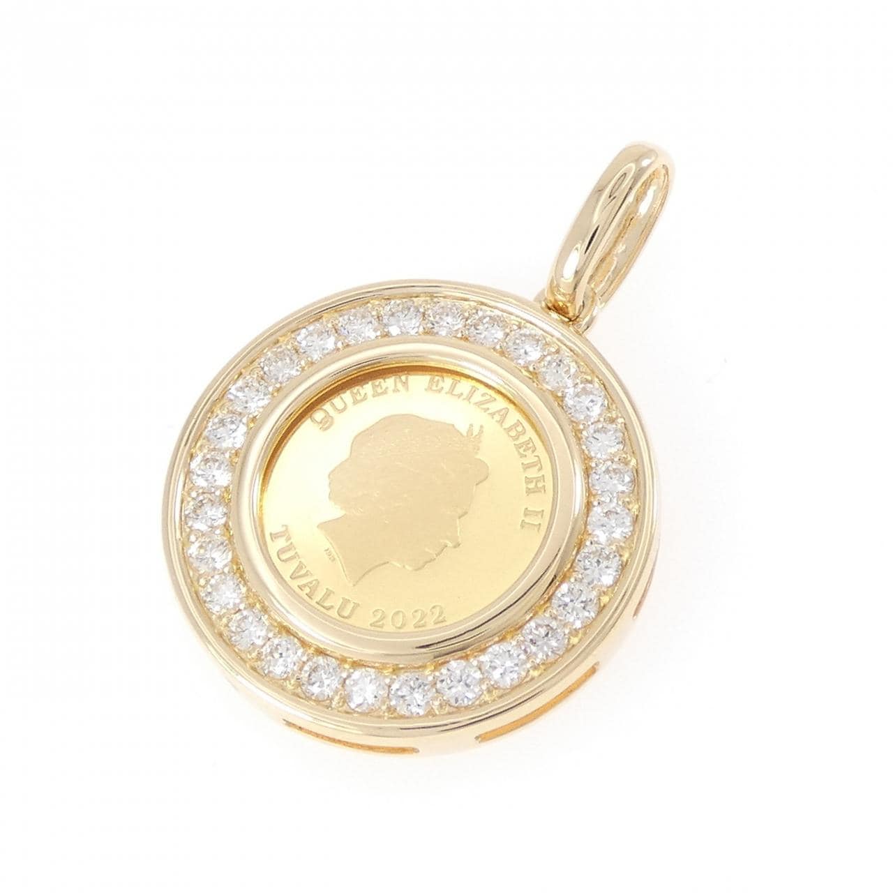 K18YG(枠) ダイヤモンド コイン ペンダント 0.71CT