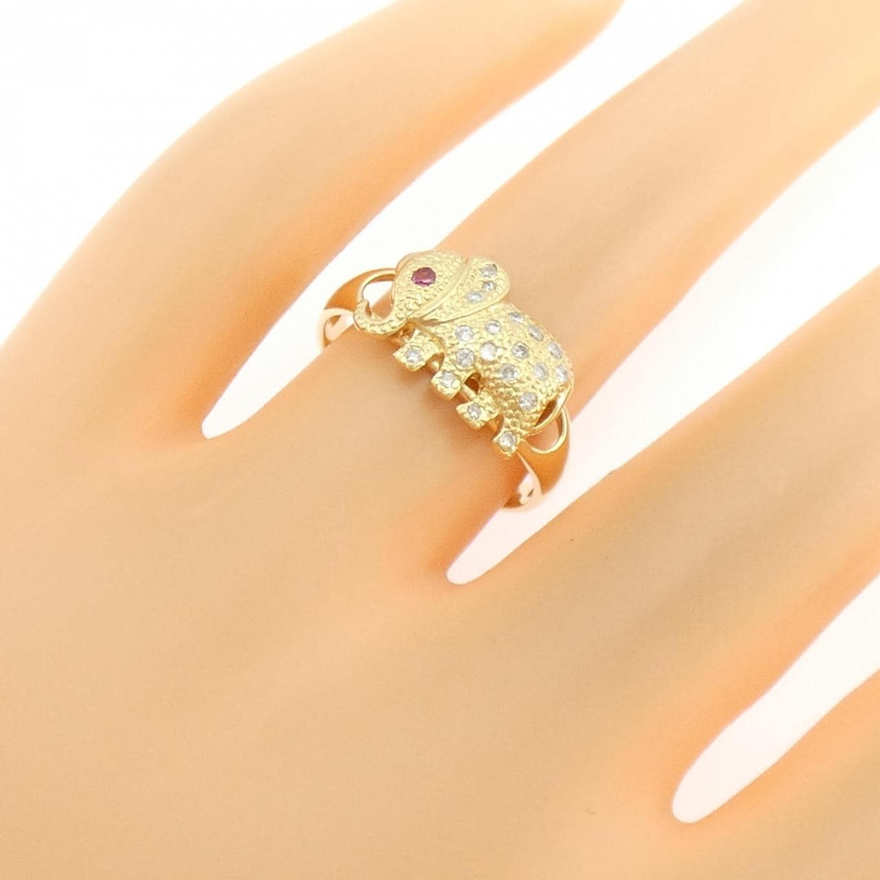 K18YG エレファント ルビー リング