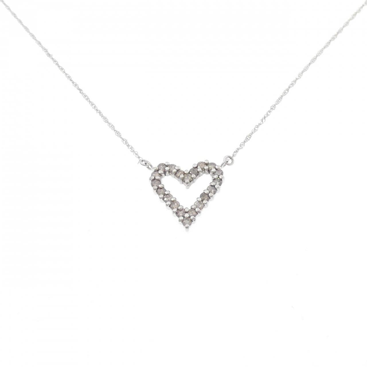 K18WG ハート ダイヤモンド ネックレス 0.50CT