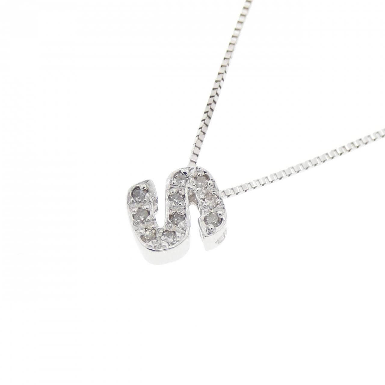 K14WG Initial S Diamond Necklace