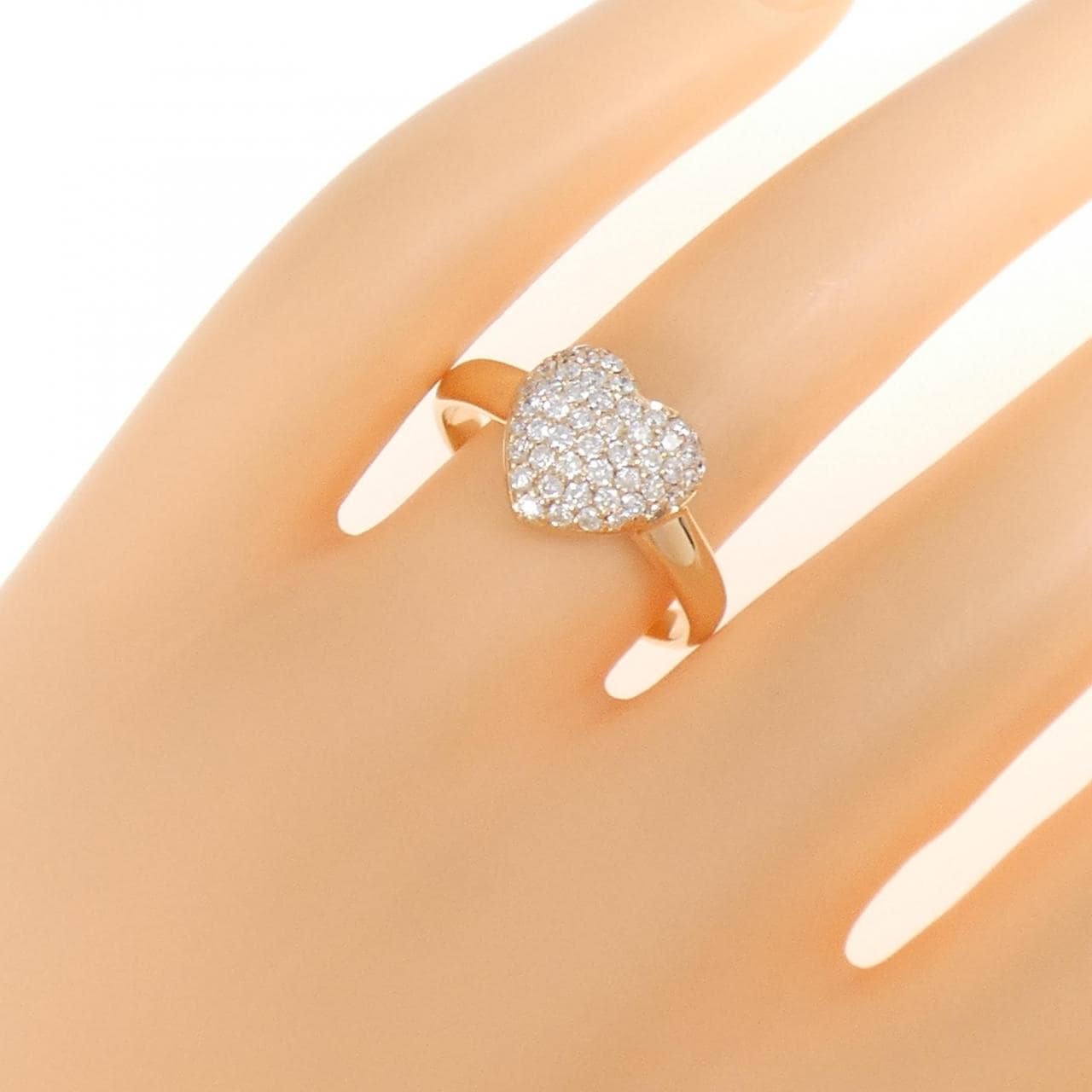 K18PG パヴェ ハート ダイヤモンド リング 0.50CT