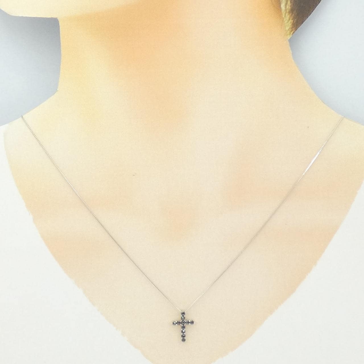 K18WG クロス ダイヤモンド ネックレス 0.30CT