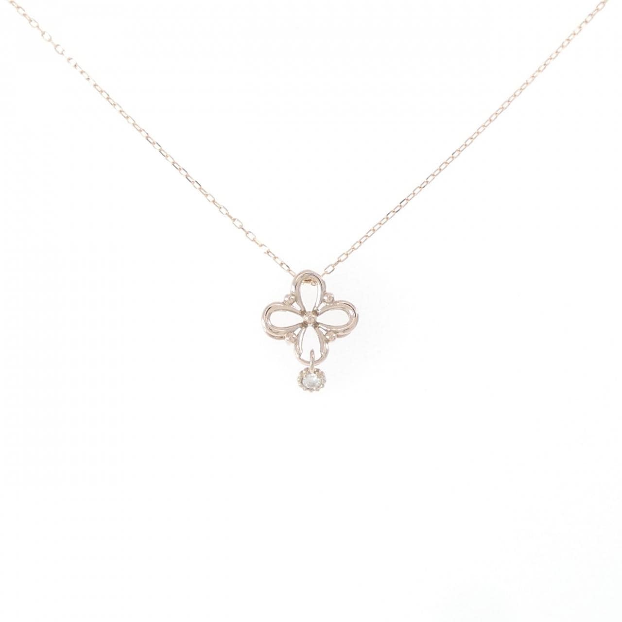 K10PG フラワー ダイヤモンド ネックレス 0.02CT