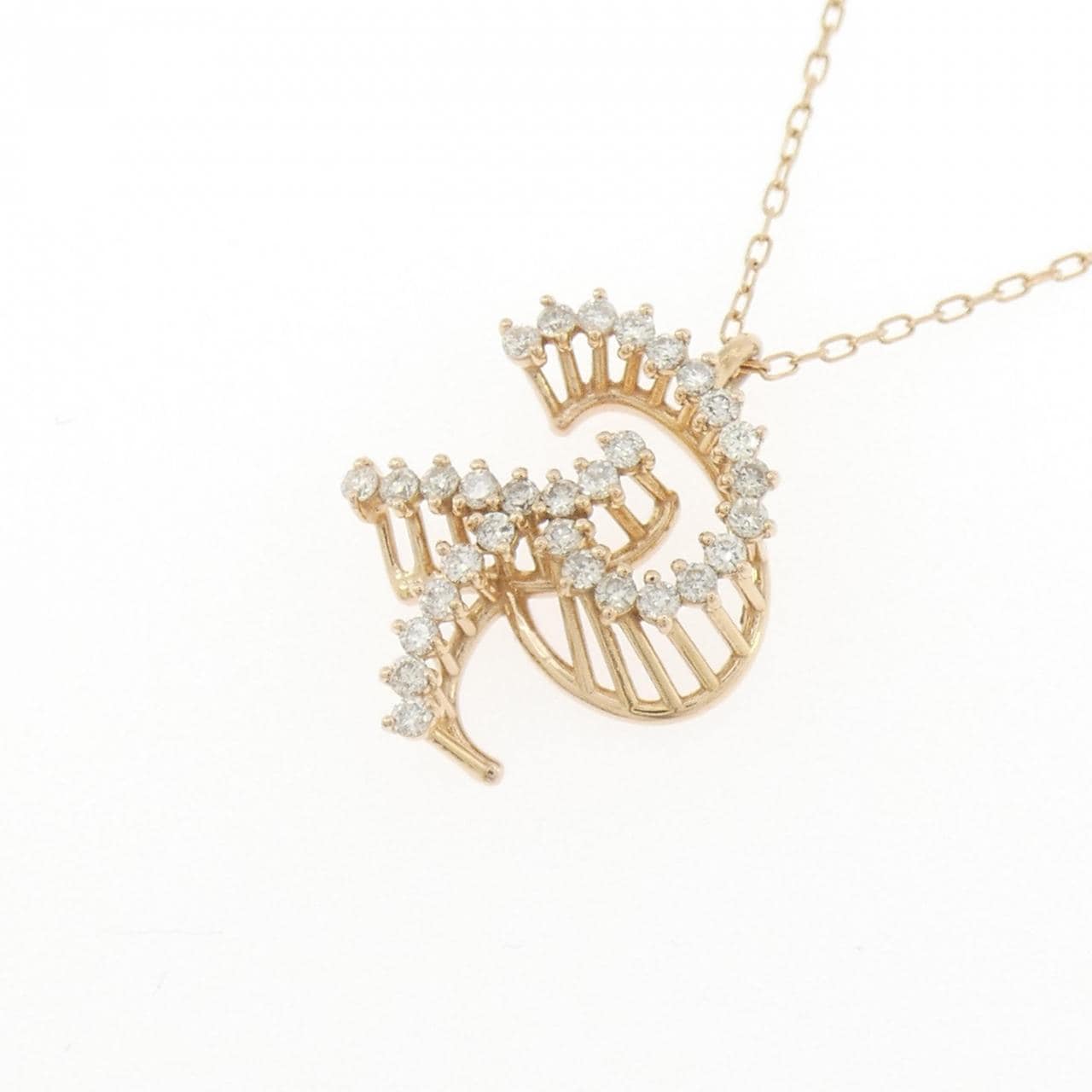 K18PG イニシャルR ダイヤモンド ネックレス 0.24CT