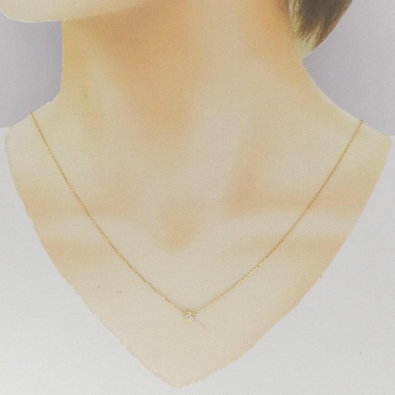 K18YG ソリティア ダイヤモンド ネックレス 0.10CT