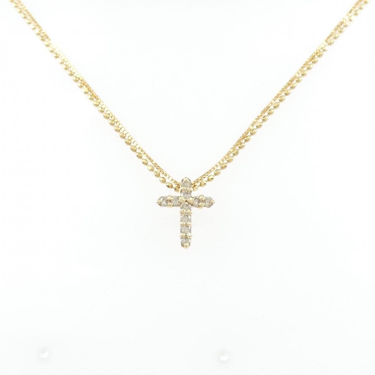 K18YG クロス ダイヤモンド ネックレス 0.1CT