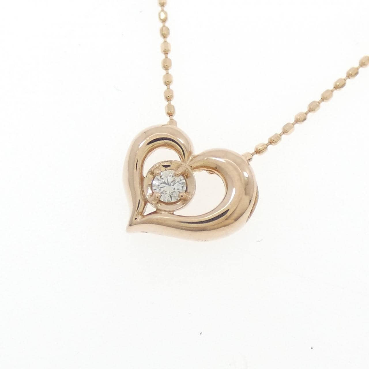 K18PG ハート ダイヤモンド ネックレス 0.05CT