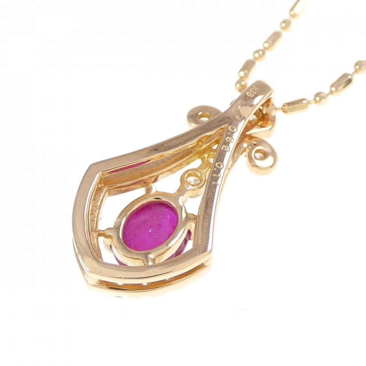 K18PG スタールビー ネックレス 0.82CT