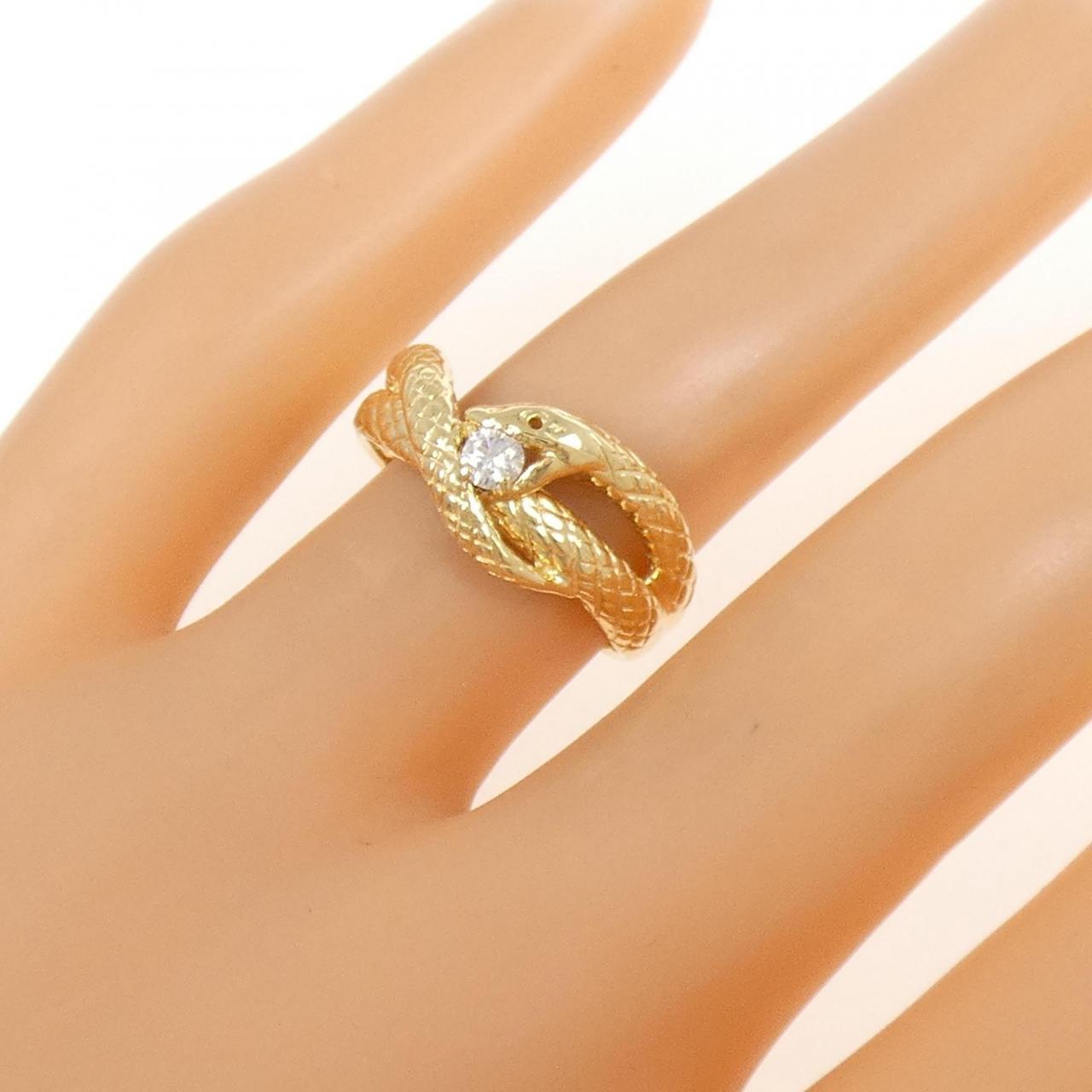 K18YG蛇形鑽石戒指 0.10CT