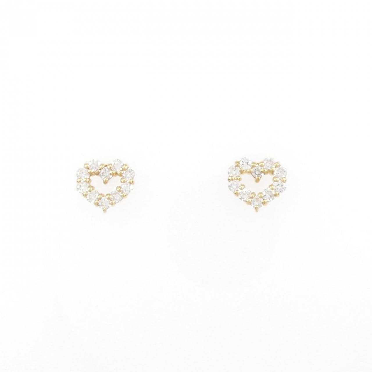 [Remake] K18YG Heart Diamond Earrings 0.20CT