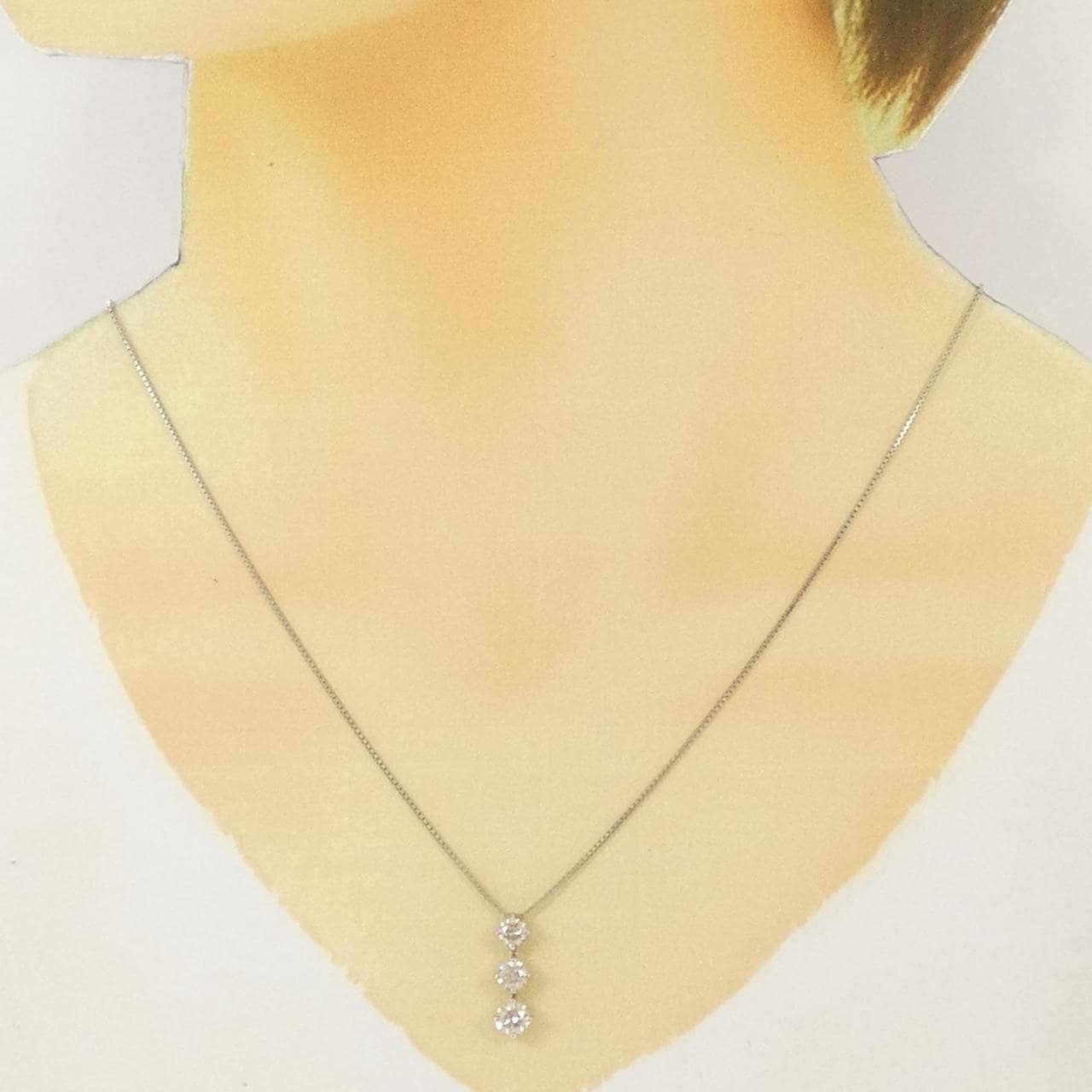 PT900/PT850 スリーストーン ダイヤモンド ネックレス 1.00CT