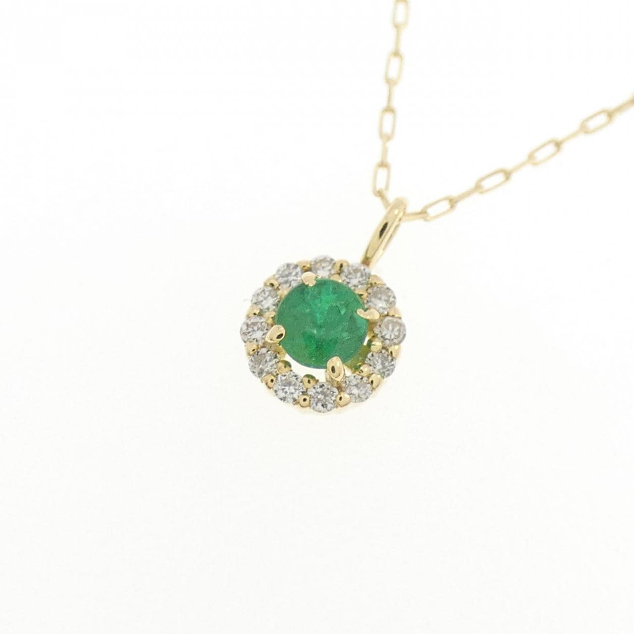[新品] K18YG 祖母綠項鍊 0.07CT