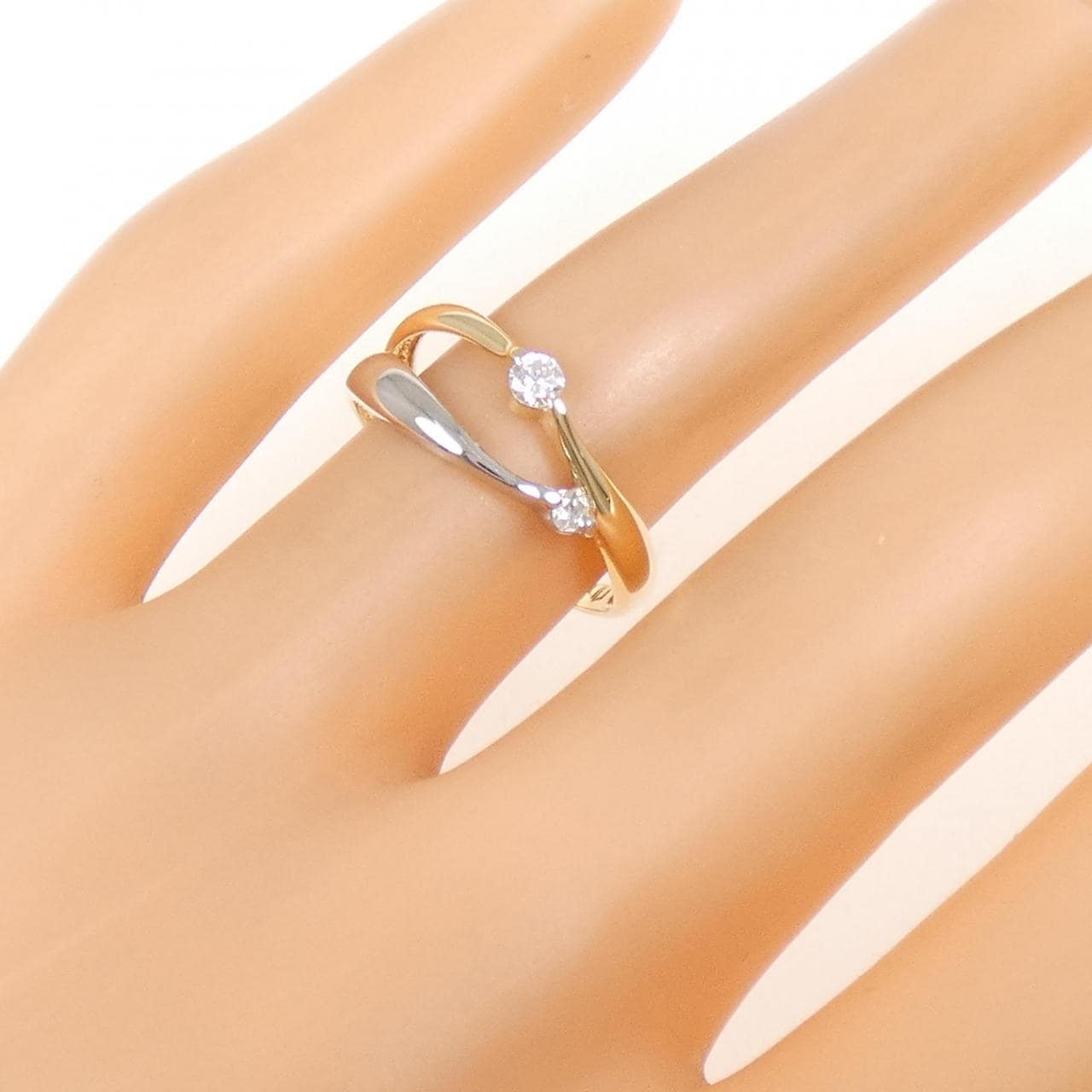 K18YG/PT900 ダイヤモンド リング 0.10CT