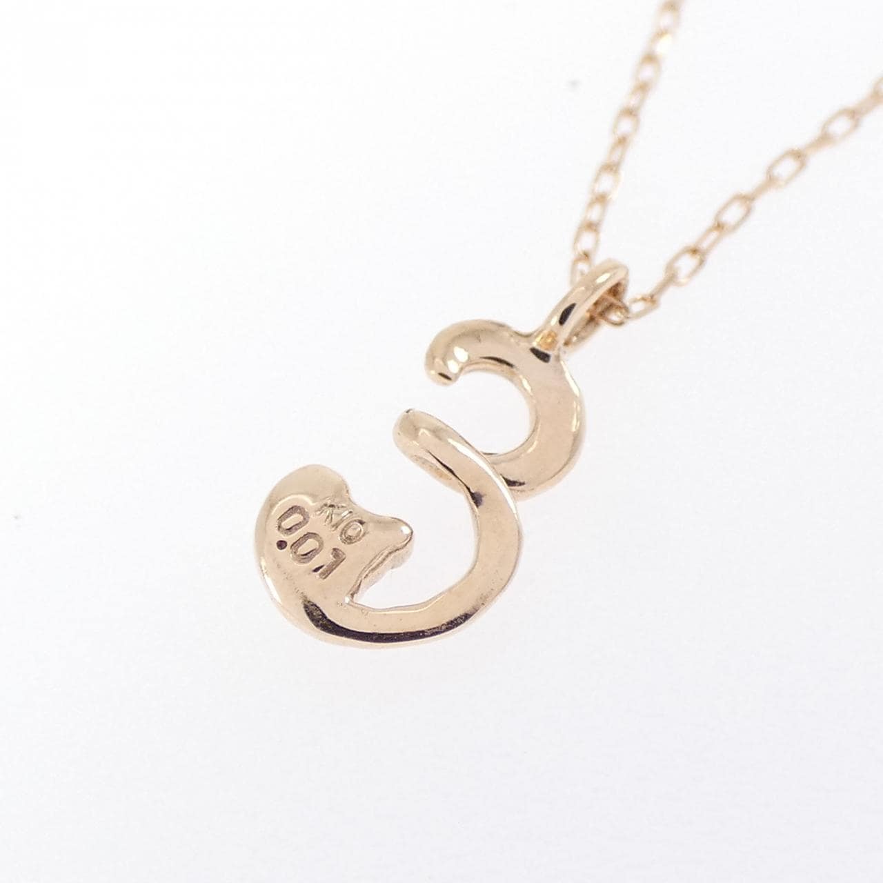 K10PG イニシャルE ダイヤモンド ネックレス 0.01CT