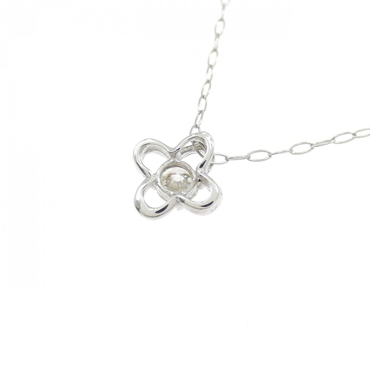 PT900/PT850 フラワー ダイヤモンド ネックレス 0.08CT