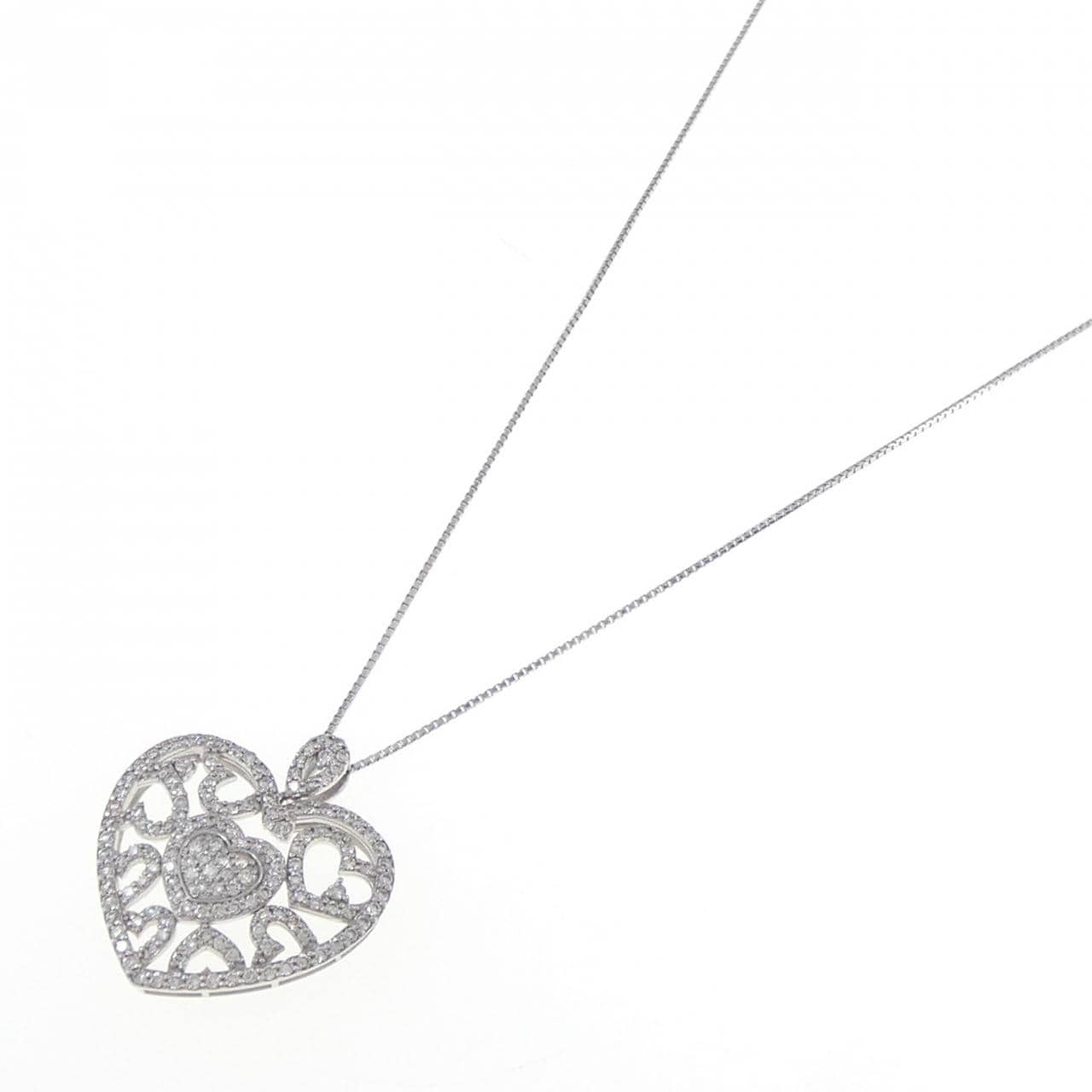 K18WG ハート ダイヤモンド ネックレス 0.81CT