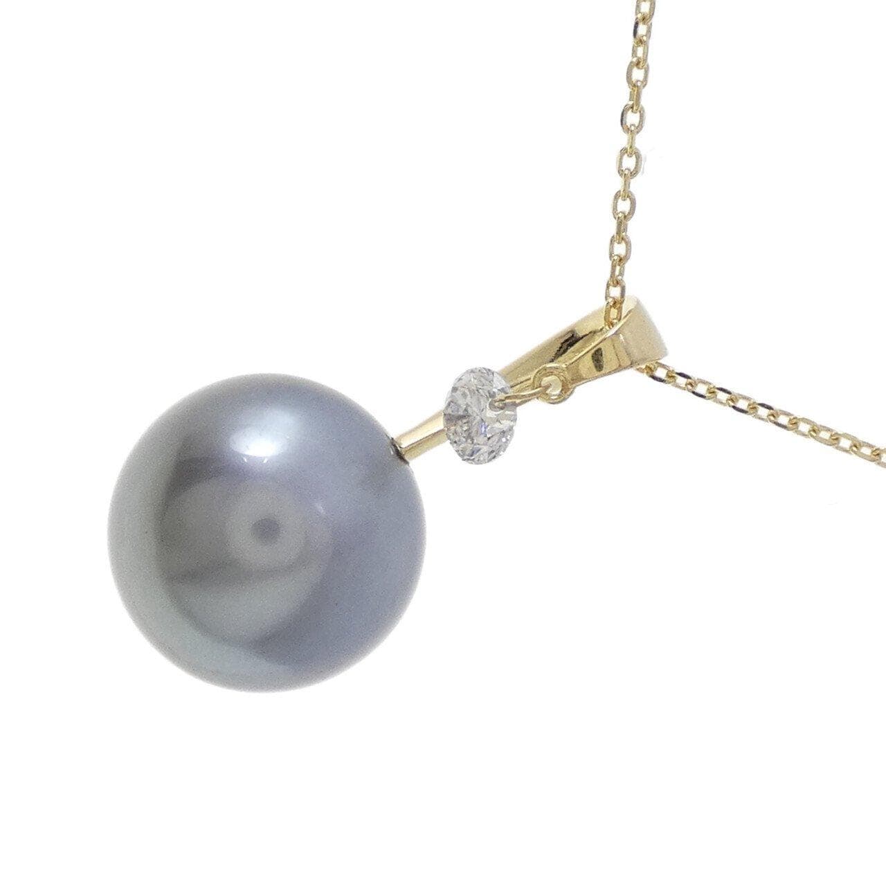 K18YG 黒蝶パール ネックレス 12.7mm