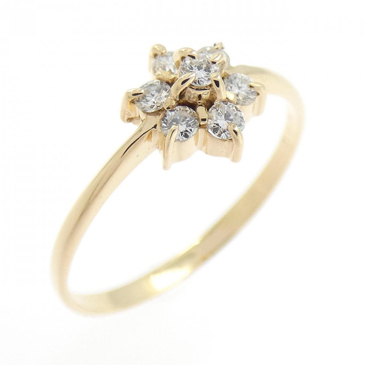 K18YG フラワー ダイヤモンド リング 0.16CT