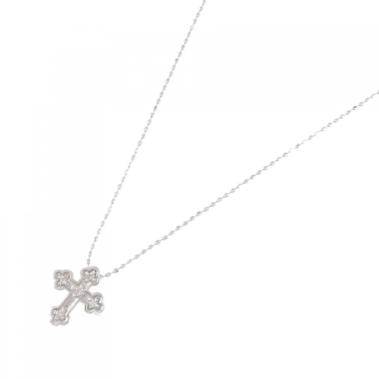 K18WG クロス ダイヤモンド ネックレス 0.05CT
