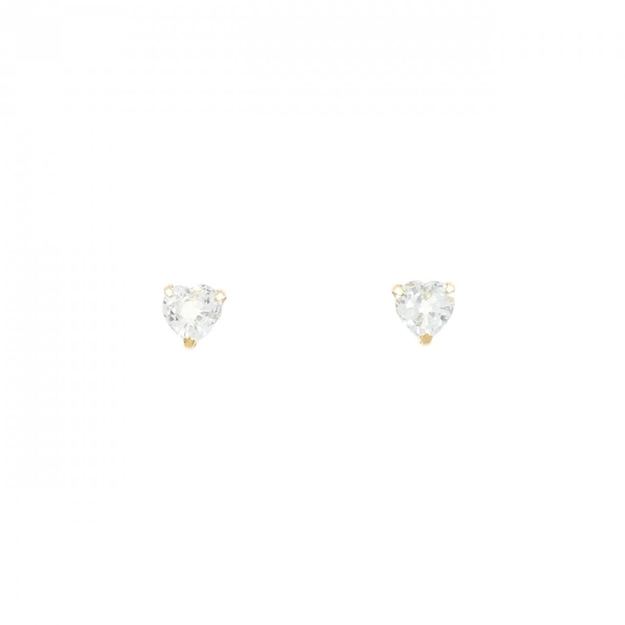 【新品】K18YG ハート ホワイトサファイヤ ピアス 0.60CT