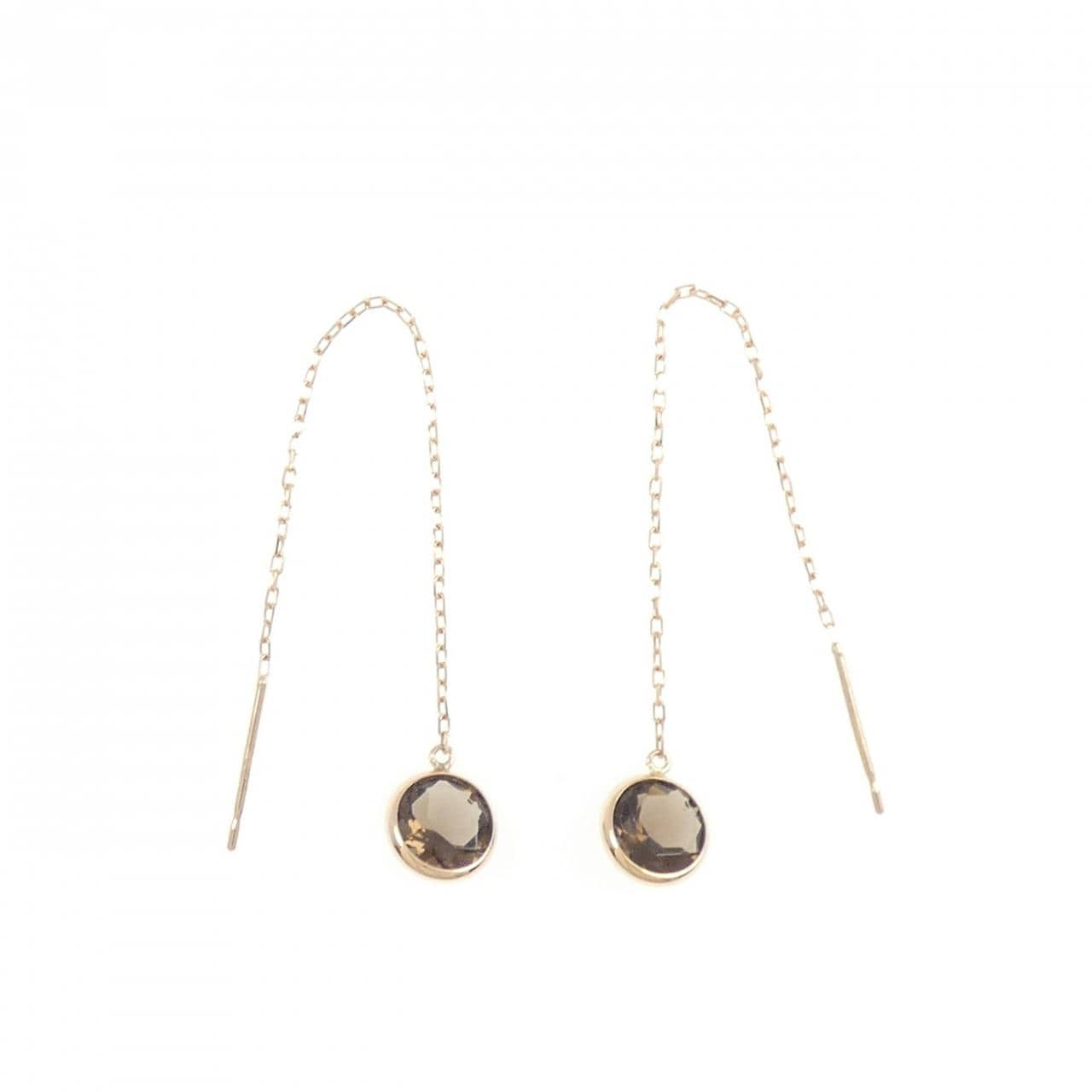 K18PG スモーキークオーツ ピアス 1.29CT