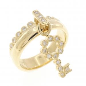 K18YG キー ダイヤモンド リング 0.15CT