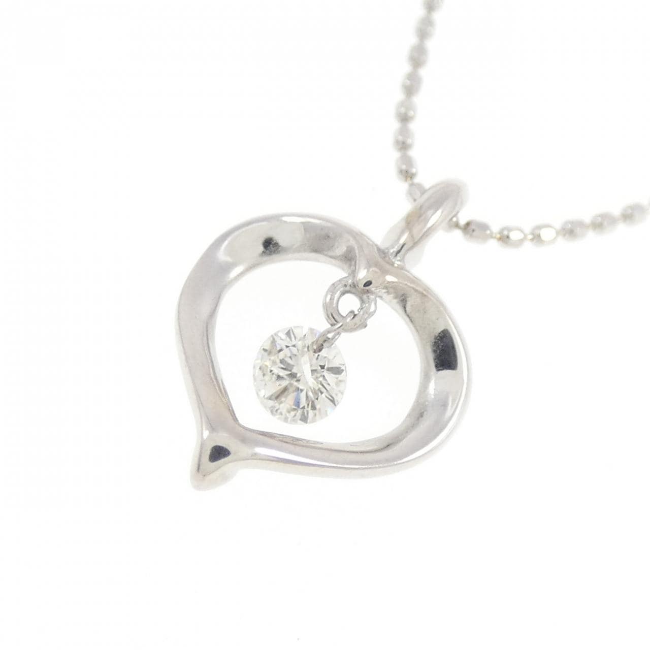 K18WG/750WG ハート ダイヤモンド ネックレス 0.10CT