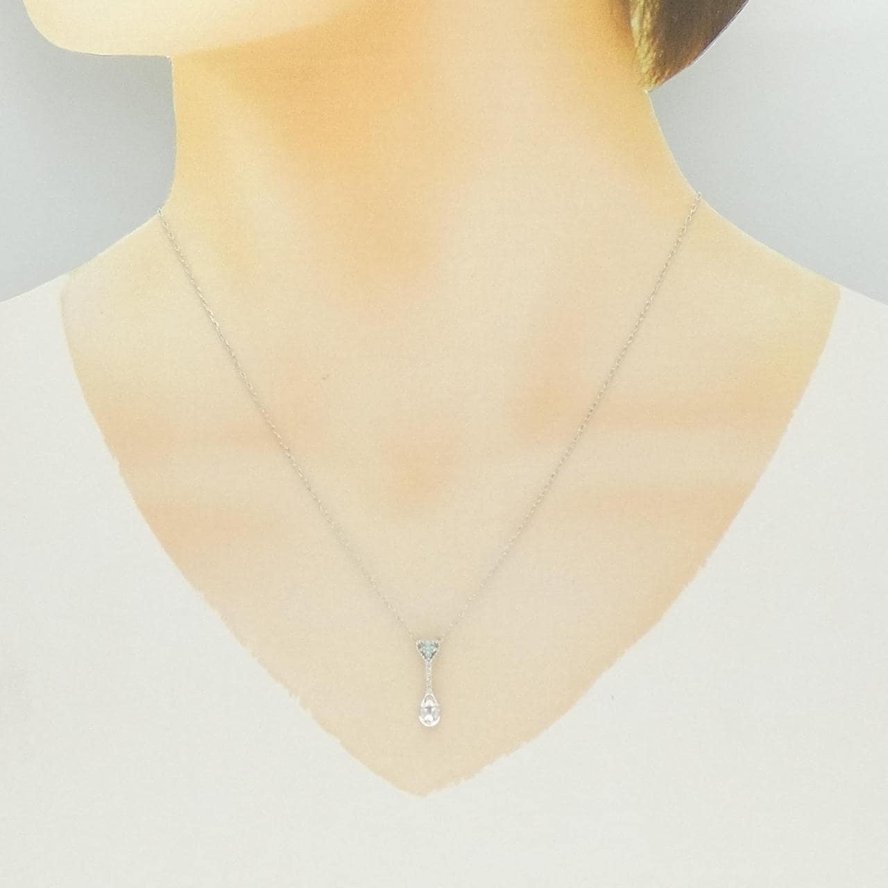 K18WG スプーン トルマリン ネックレス 0.03CT