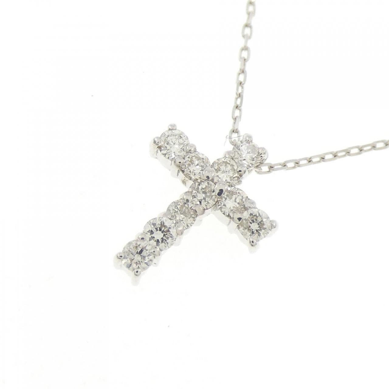 K18WG クロス ダイヤモンド ネックレス 0.20CT