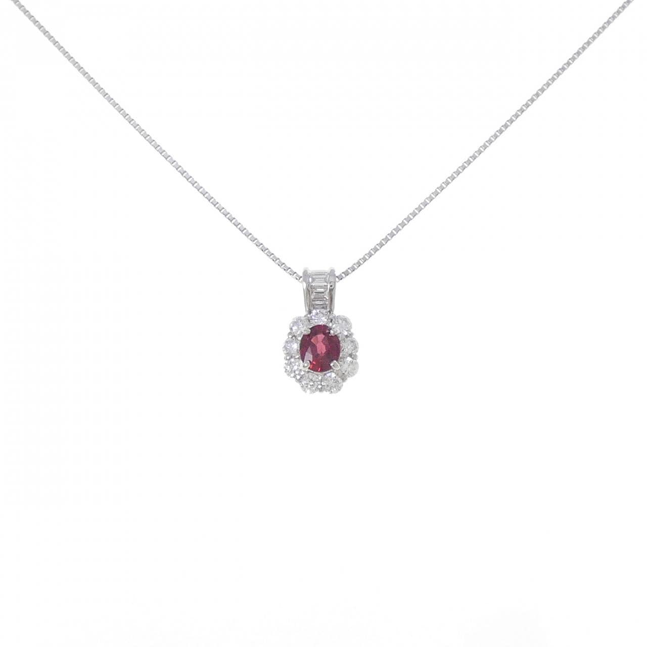 PT900/PT850 ルビー ネックレス 0.40CT