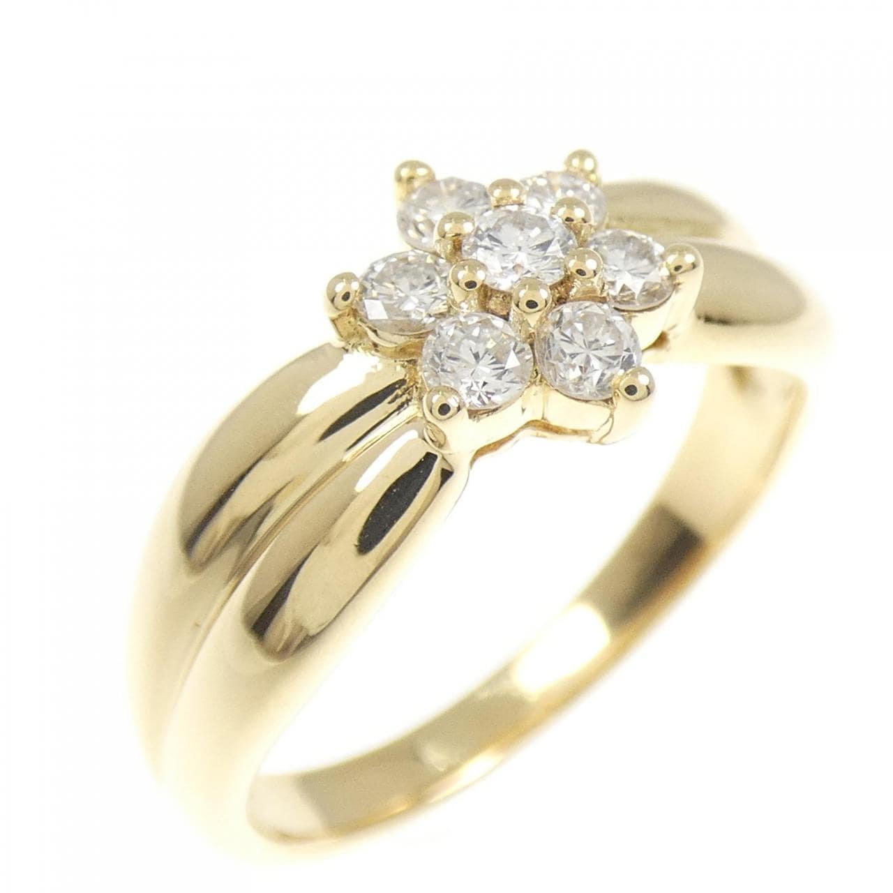 18KYG フラワー ダイヤモンド リング
