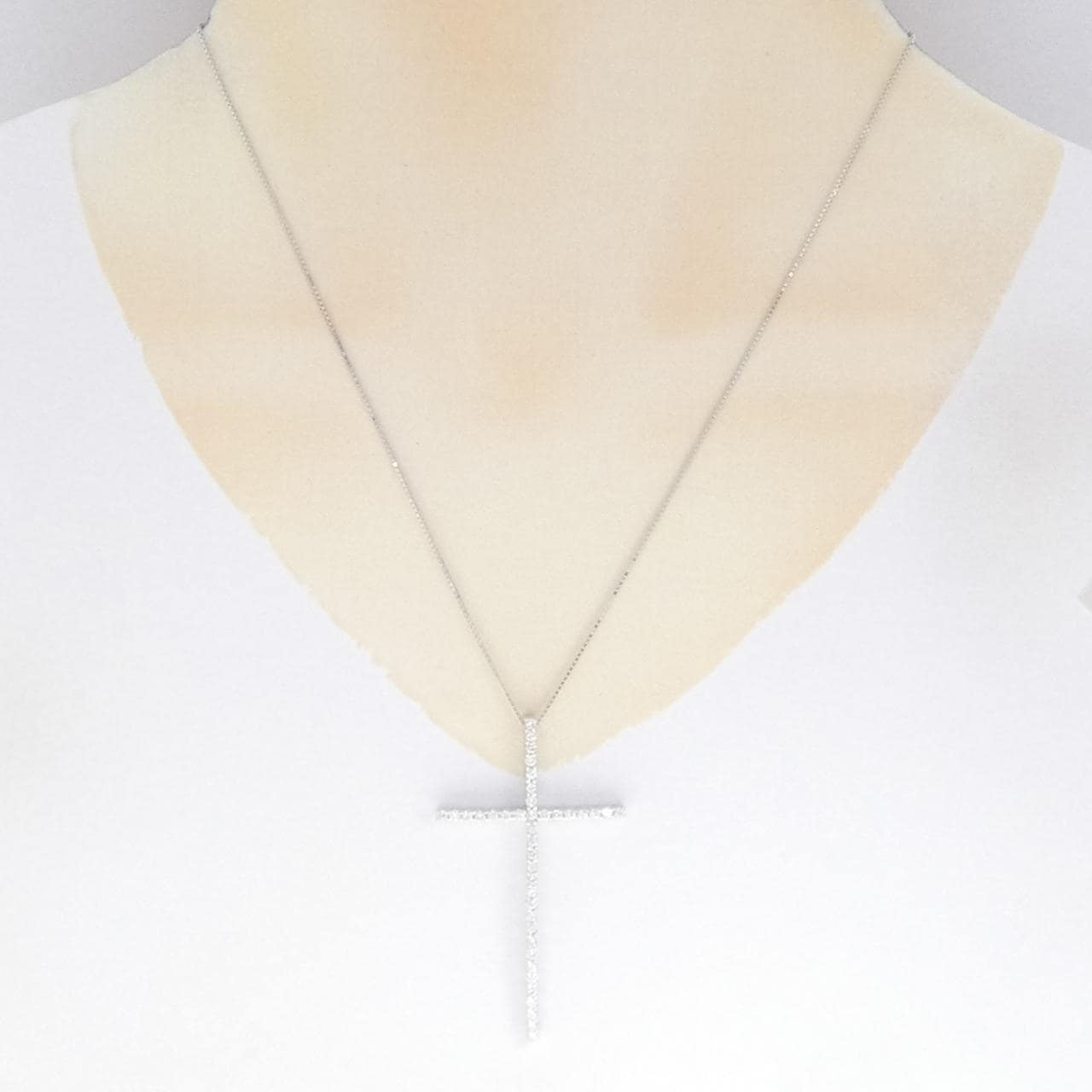 K18WG クロス ダイヤモンド ネックレス 1.01CT