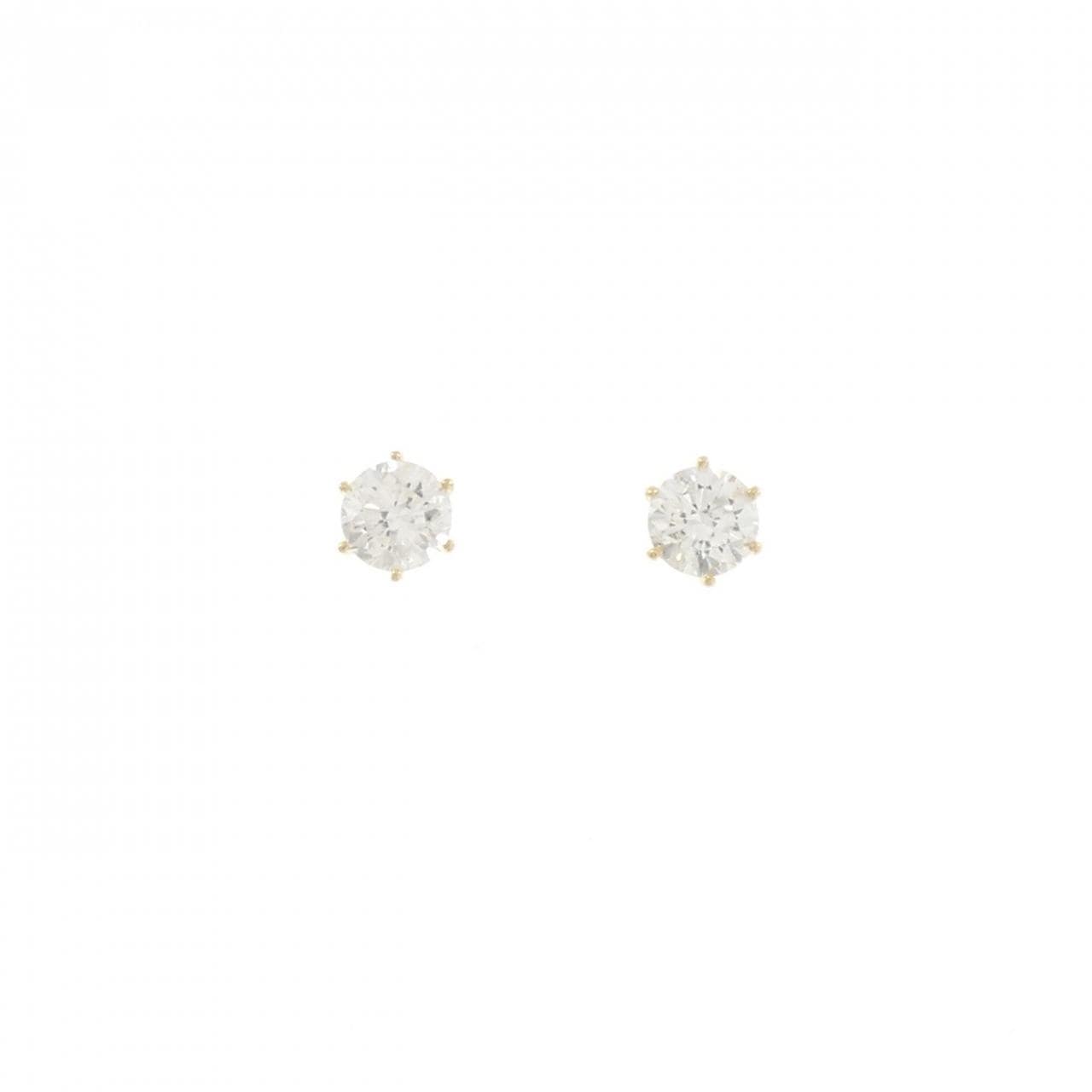 K18YG ソリティア ダイヤモンド ピアス 1.27CT