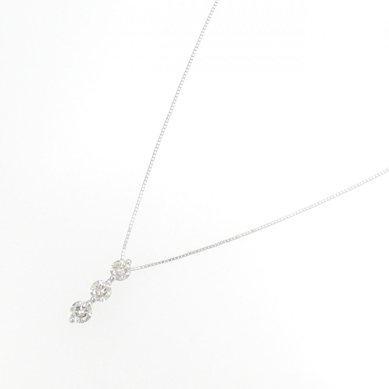 K18WG 三石鑽石項鍊 1.00CT